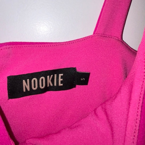 Revolve $175 Nookie S midi dress hot pink nylon small Romance neon bright crepe - Picture 4 of 9
